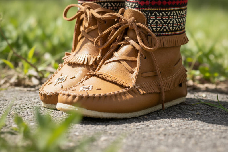 Fringe ankle moccasin boots 