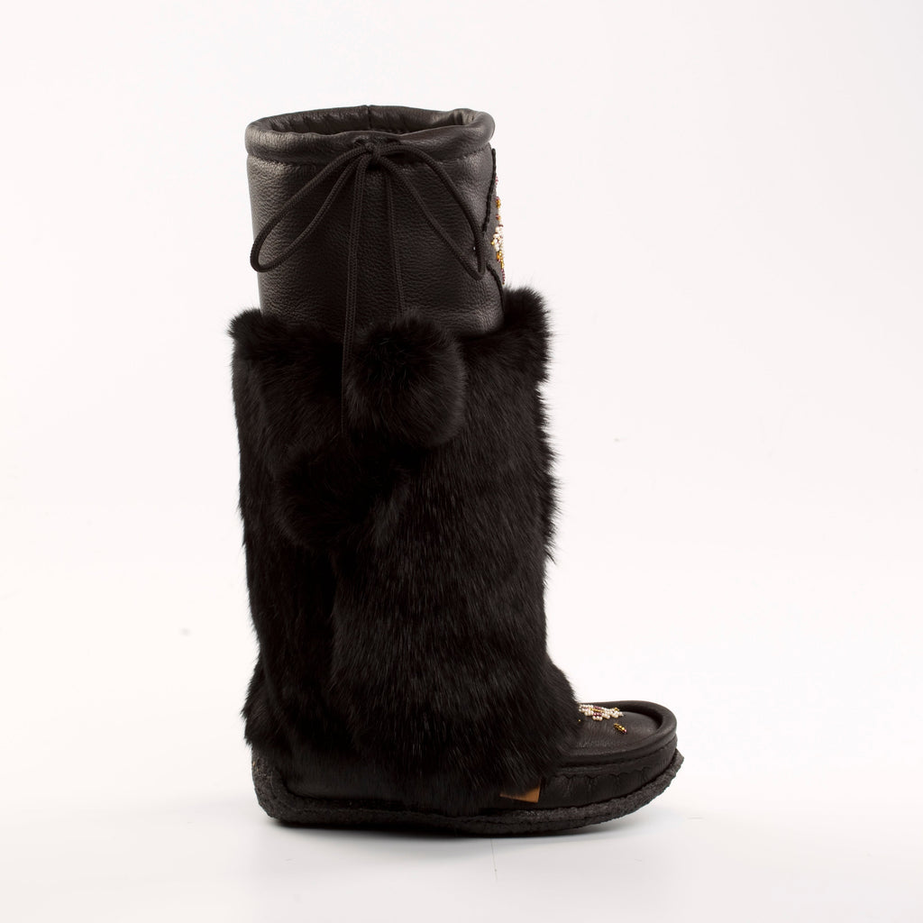 Canadian made mukluks , black leather mukluk boots