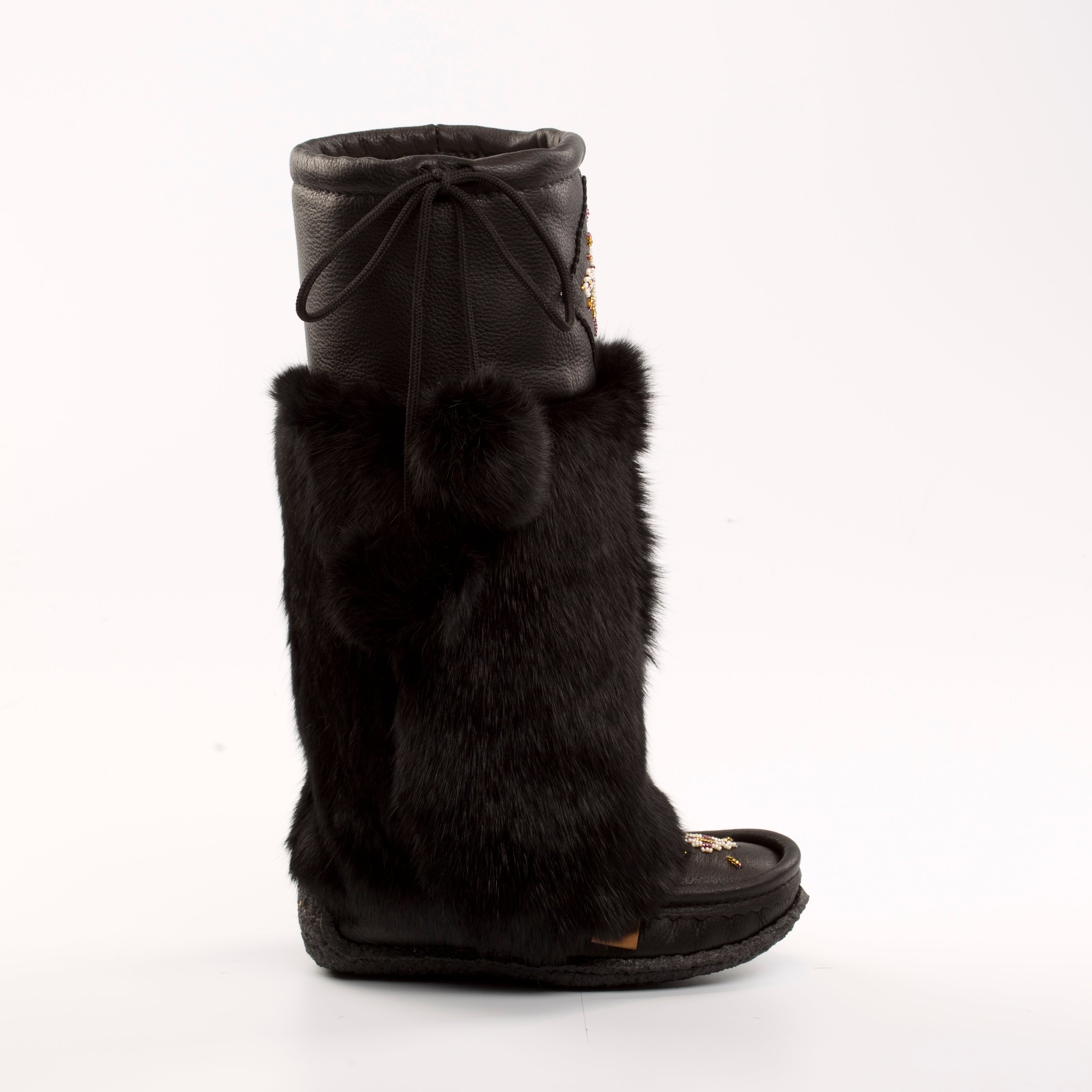 Canadian made mukluks , black leather mukluk boots