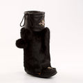 Black Mukluks with fur trim on a white background