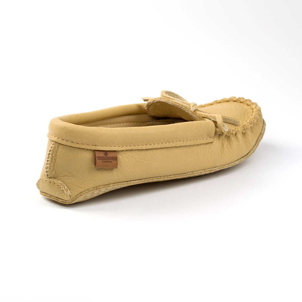 Deer Tan mens moccasins slipper on a white background