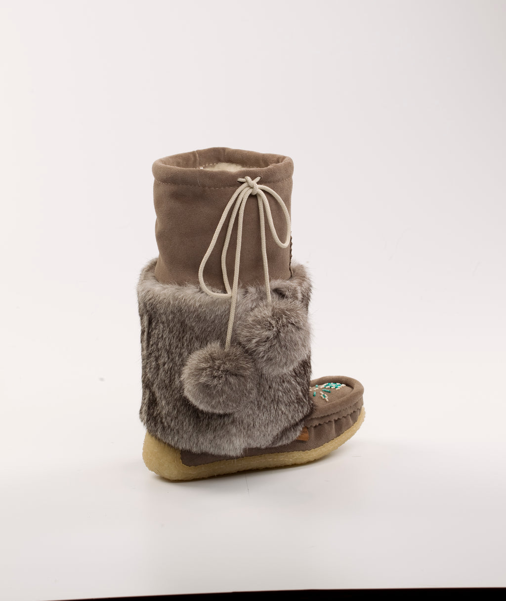 The Rimrock II : Handcrafted 13" Waterproof Grey Suede Mukluks With Merino Wool