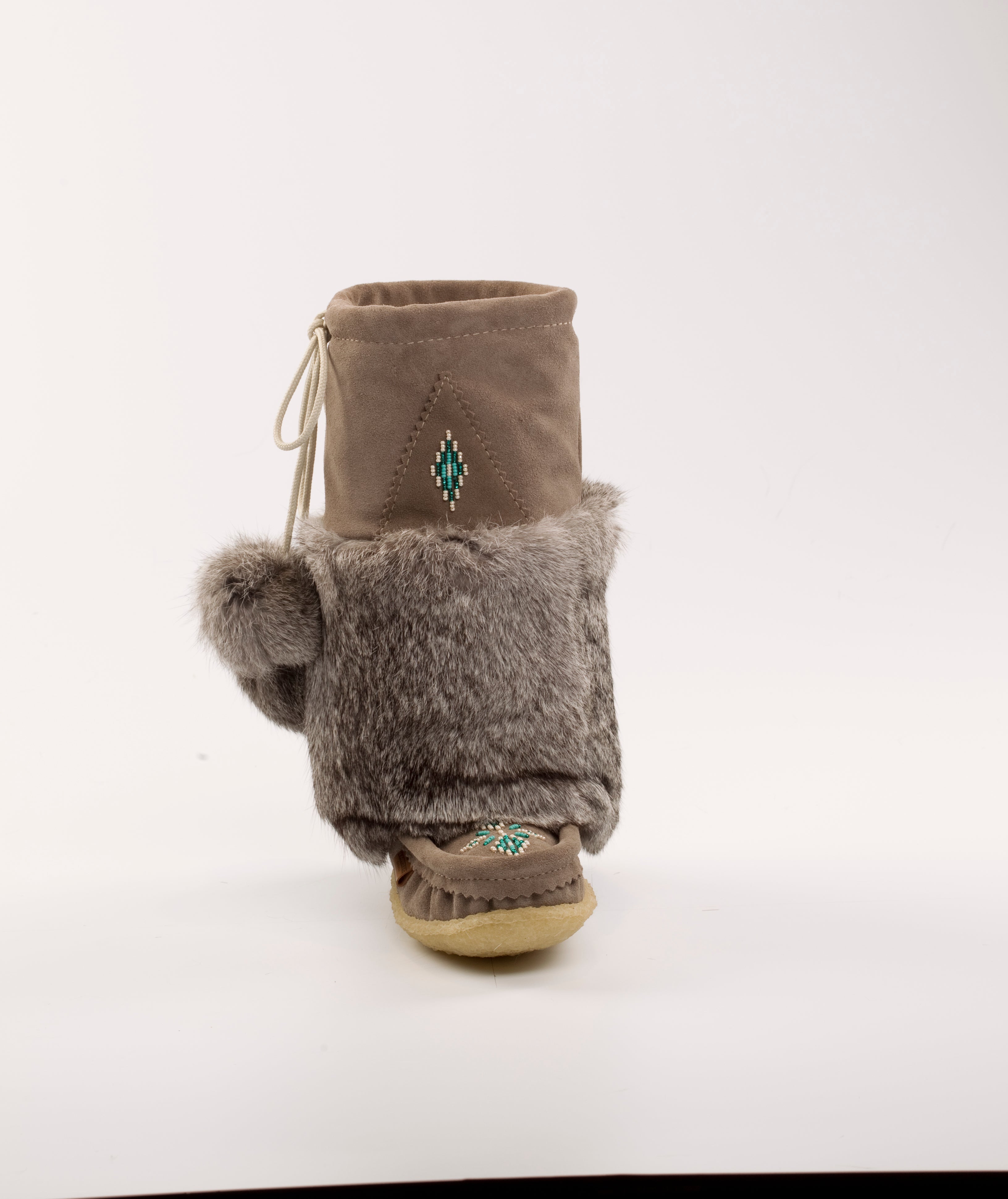 The Rimrock II : Handcrafted 13" Waterproof Grey Suede Mukluks With Merino Wool