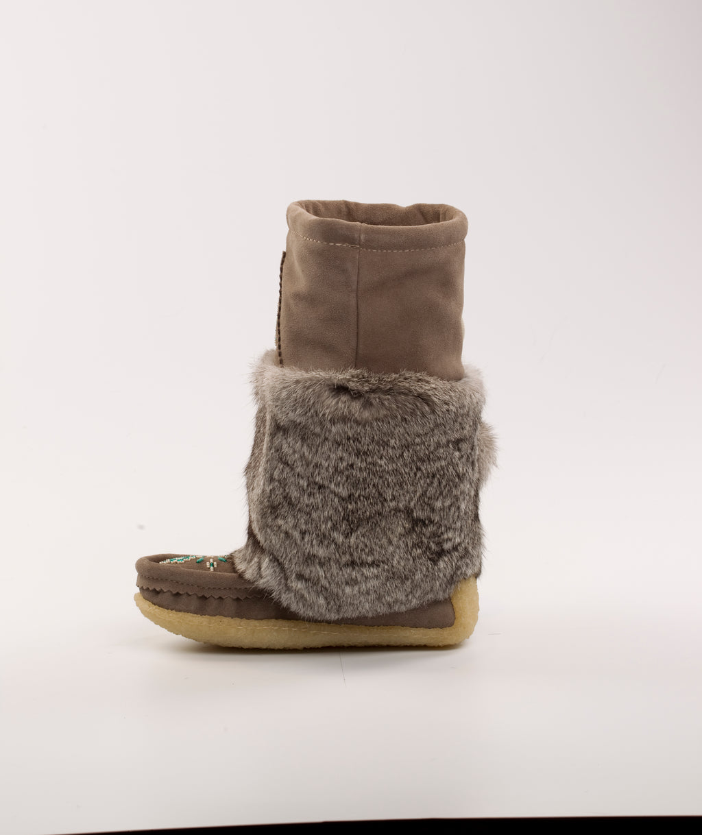 The Rimrock II : Handcrafted 13" Waterproof Grey Suede Mukluks With Merino Wool