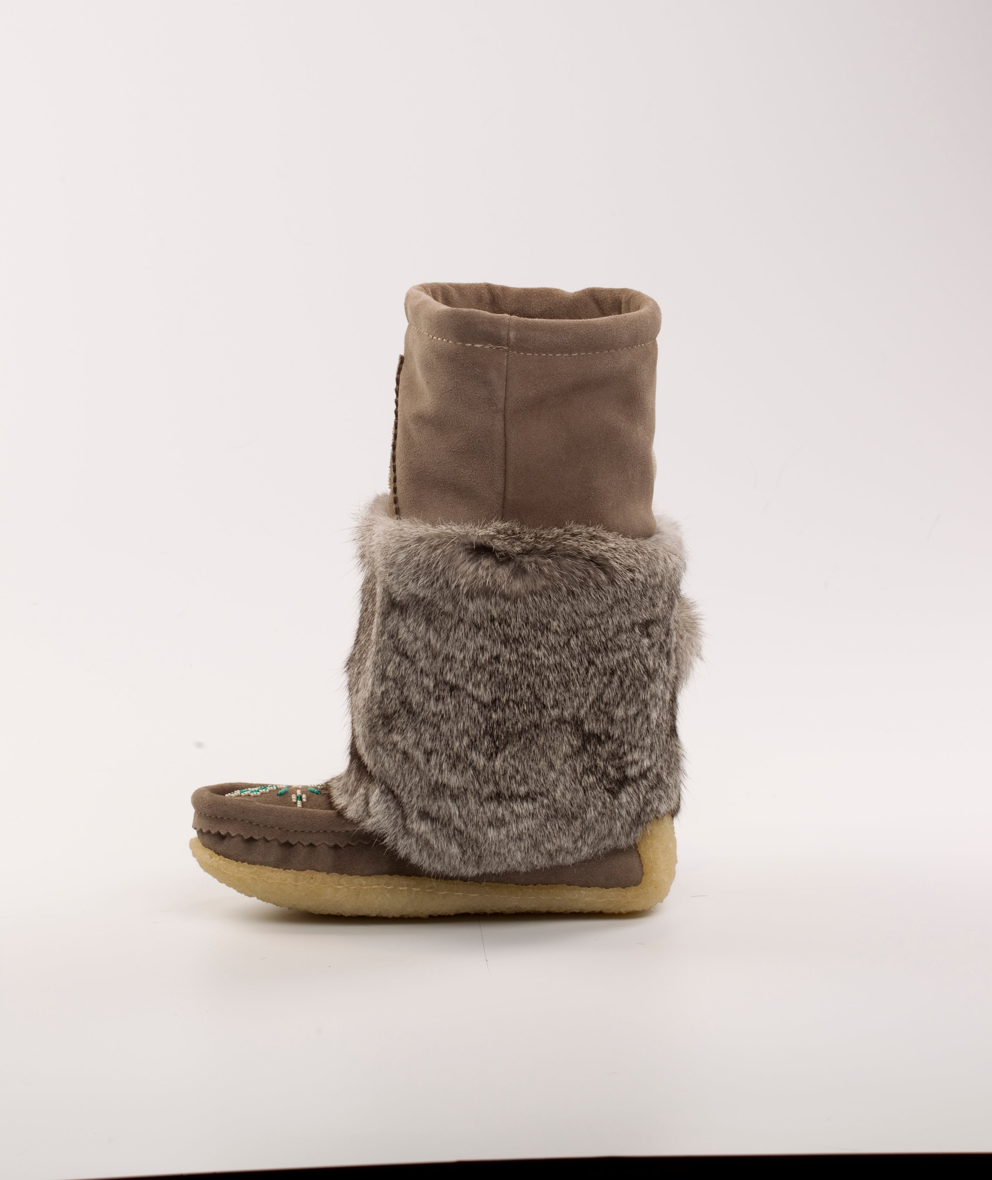 The Rimrock II : Handcrafted 13" Waterproof Grey Suede Mukluks With Merino Wool