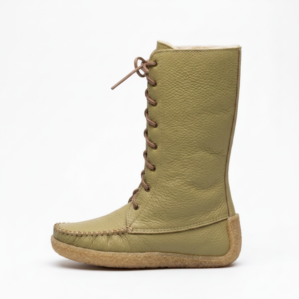 Deet tan lace-up boot on a white background