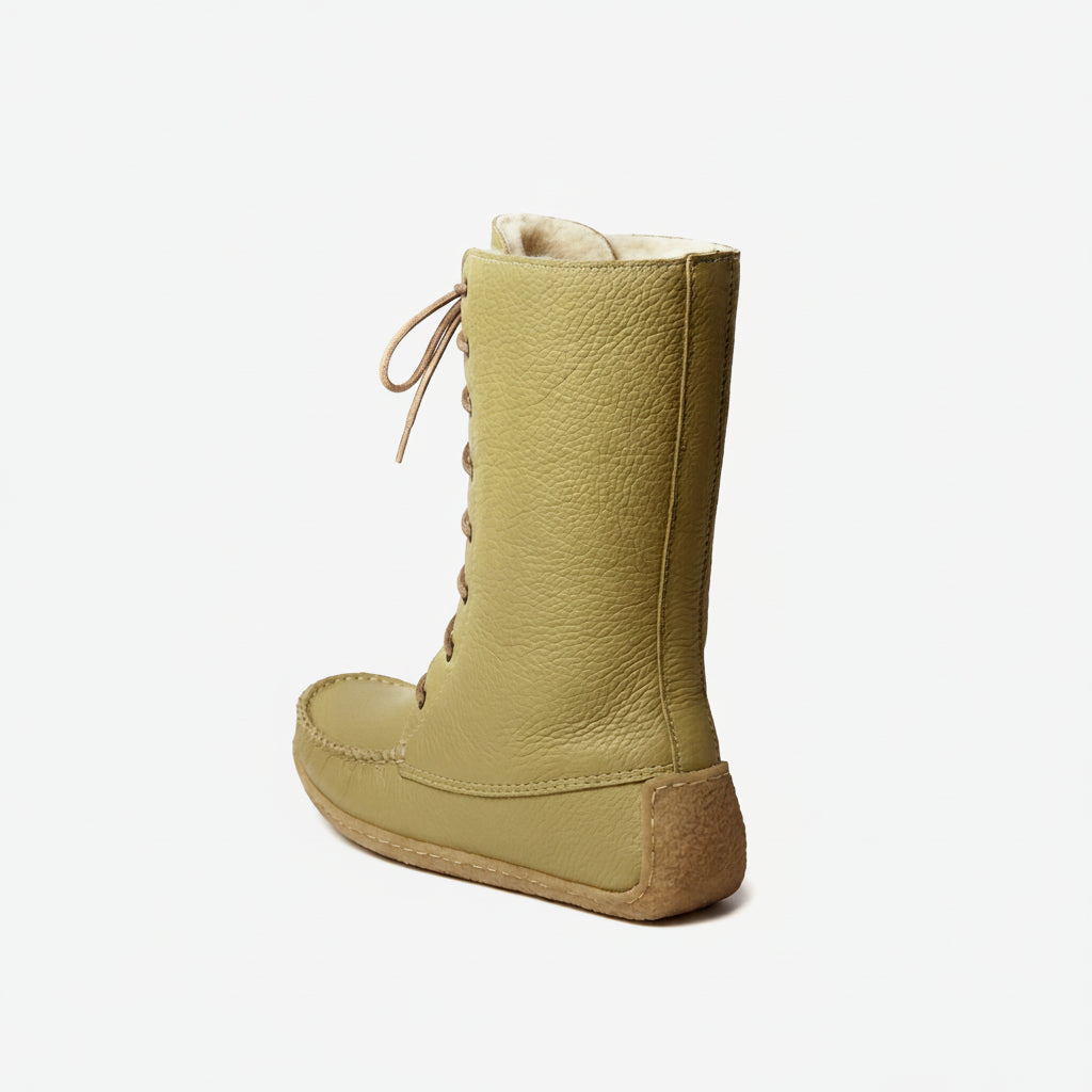 Deer Tan boot with laces on a white background