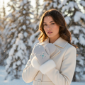 The Columbia – Premium White Rabbit Fur &  Ice Suede Mittens | Handcrafted In Canada