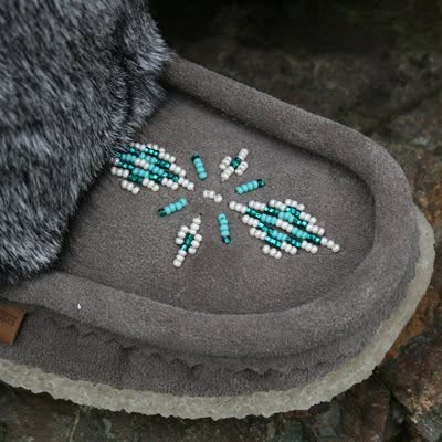 The Rimrock II : Handcrafted 15" Waterproof Grey Suede Mukluks With Merino Wool