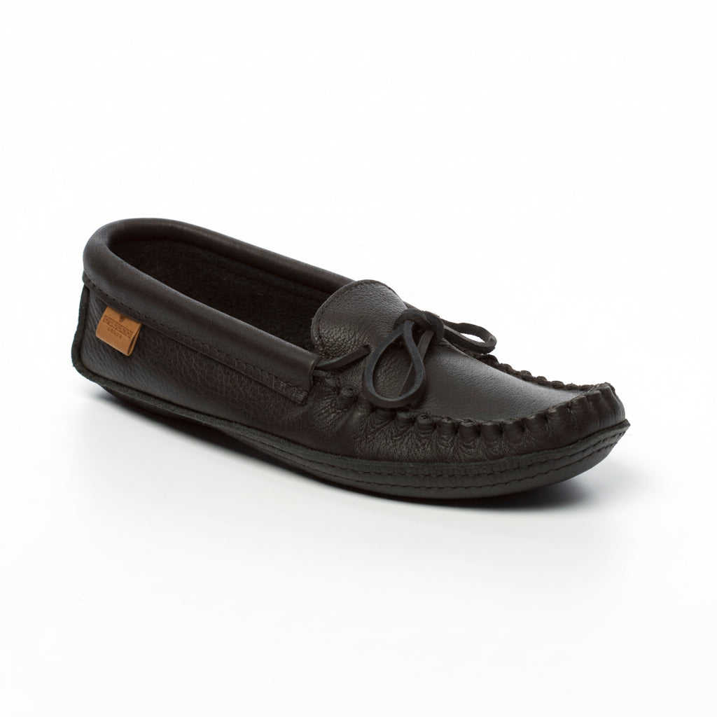 Black leather moccasins