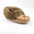 Beige slipper with fur trim on a white background
