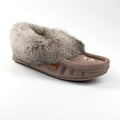 Grey slipper with gray fur on a white background