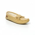 Beige moccasin slipper on a white background