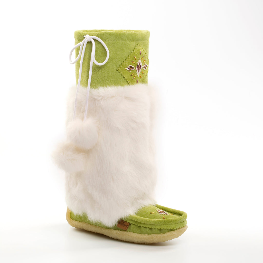 Green and white mukluks