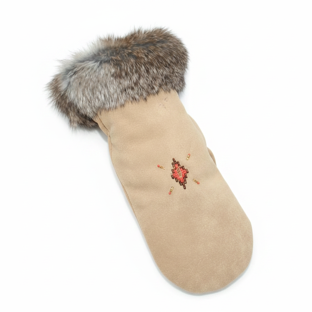 The ELK – Premium Brown Rabbit Fur & Suede Mittens | Handcrafted In Canada