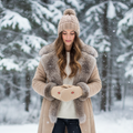 The ELK – Premium Brown Rabbit Fur & Suede Mittens | Handcrafted In Canada