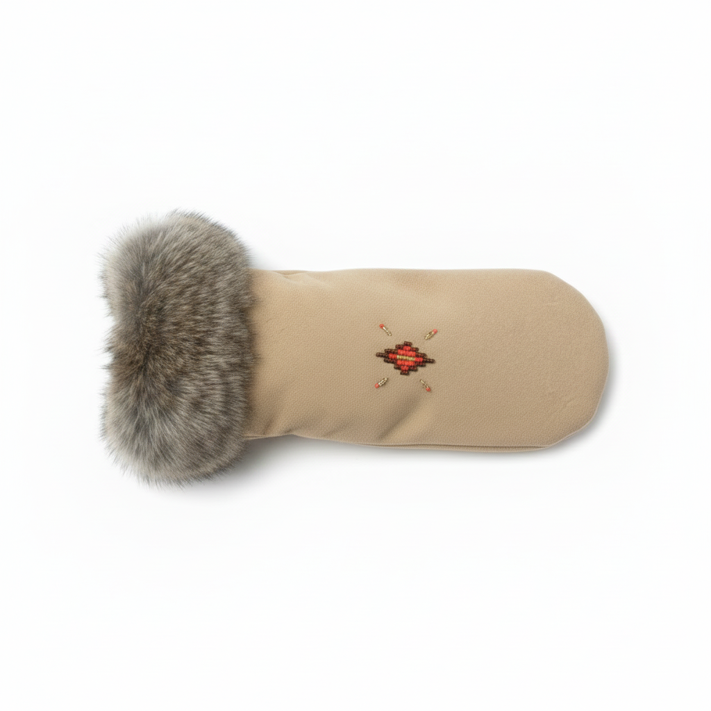The ELK – Premium Brown Rabbit Fur & Suede Mittens | Handcrafted In Canada
