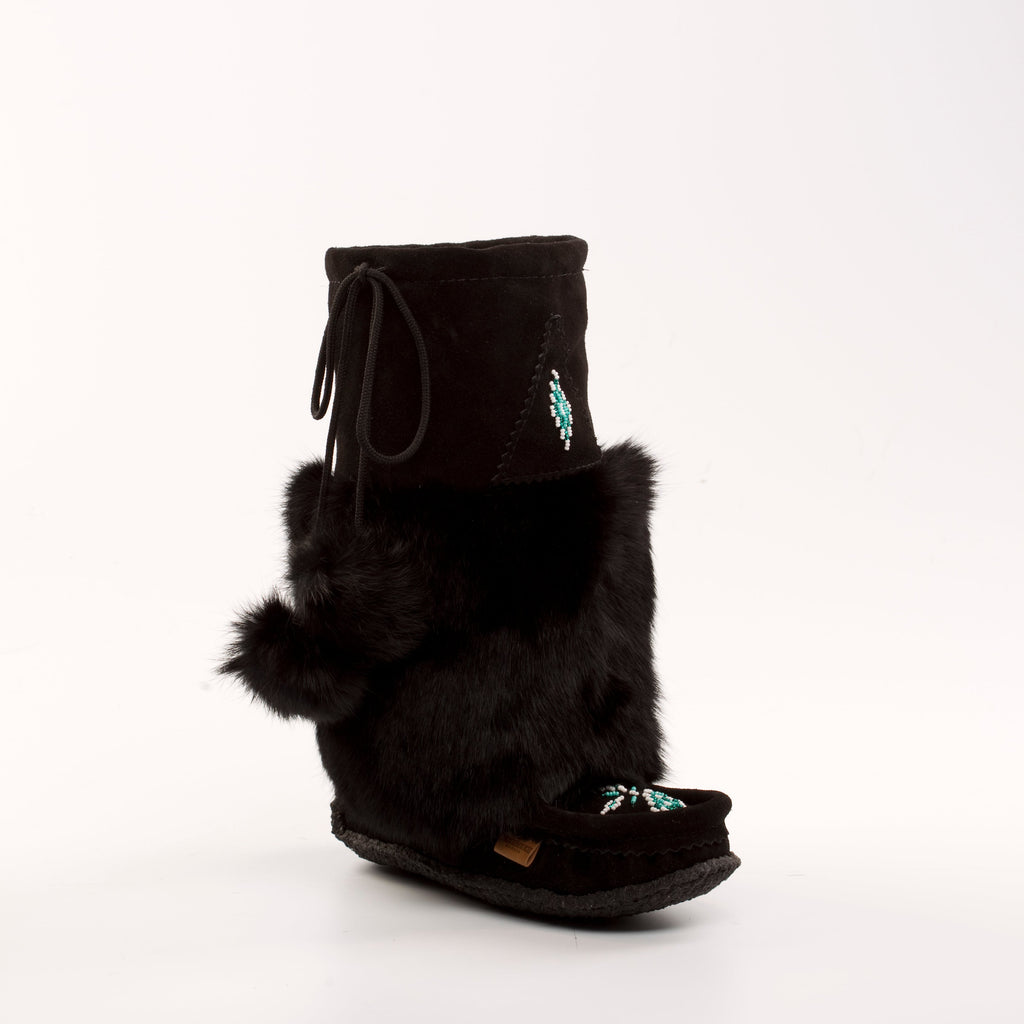 The Raven II: Handcrafted 13" Waterproof Black Suede Mukluks With Merino Wool