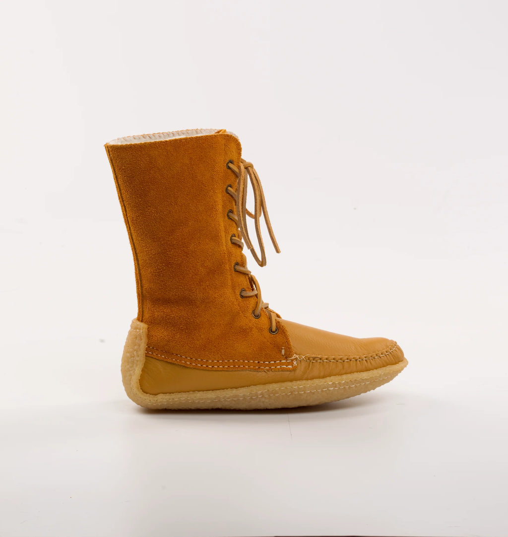 The Tundra Pioneer: Handcrafted Indian Tan & Reversed Suede Upper Snowshoe Boot 11" | Men's